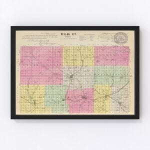 Vintage Map of Elk County Kansas, 1887