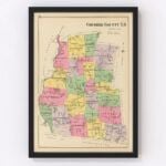 Vintage Map of Cheshire County New Hampshire, 1892