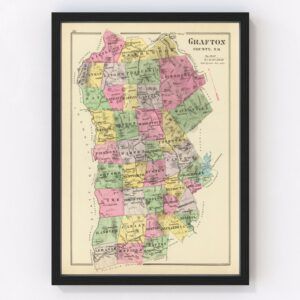 Vintage Map of Grafton County New Hampshire, 1892