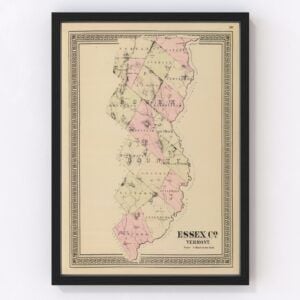 Vintage Map of Essex County Vermont, 1876