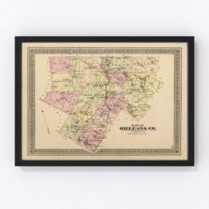 Vintage Map of Orleans County Vermont, 1876
