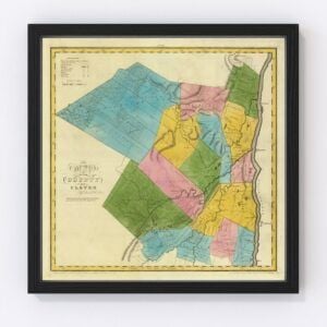 Vintage Map of Ulster County New York, 1829