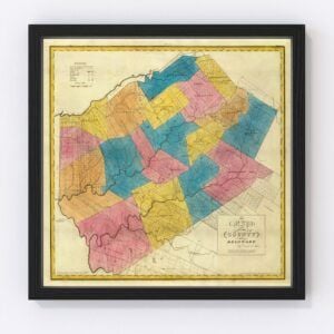 Vintage Map of Delaware County New York, 1829