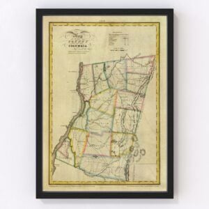 Vintage Map of Columbia County New York, 1829