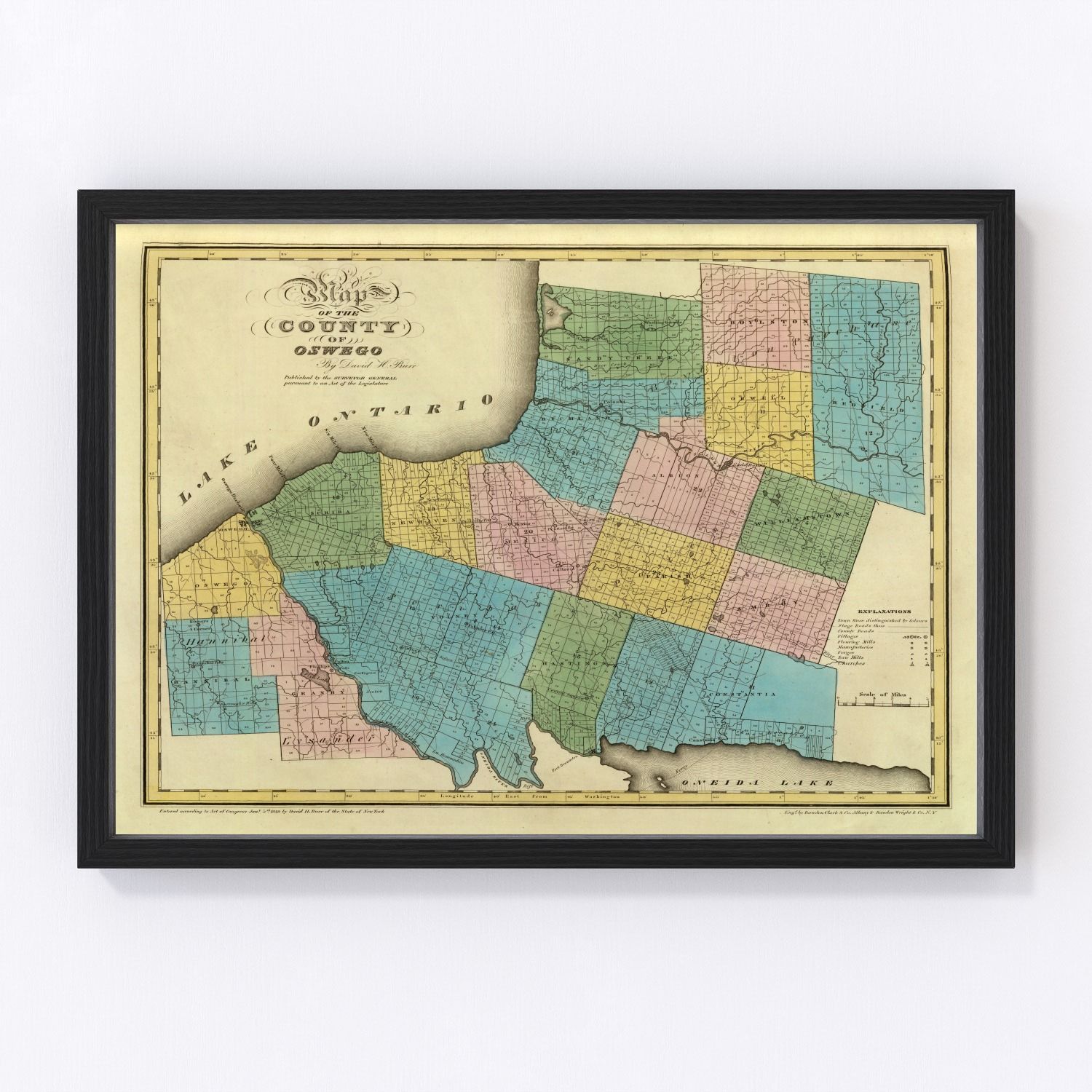 Vintage Map of Oswego County New York, 1829 by Ted's Vintage Art