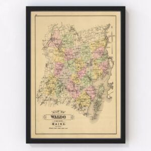 Vintage Map of Waldo County Maine, 1885