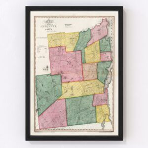 Vintage Map of Essex County New York, 1840