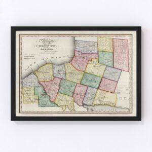 Vintage Map of Oswego County New York, 1840