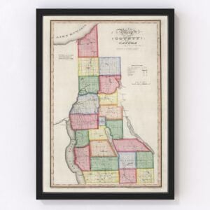 Vintage Map of Cayuga County New York, 1840