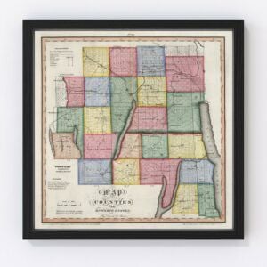 Vintage Map of Ontario County New York, 1840