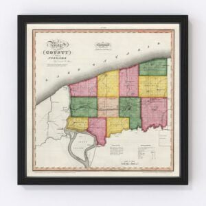 Vintage Map of Niagara County New York, 1840