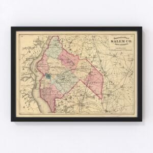 Vintage Map of Salem County New Jersey, 1872