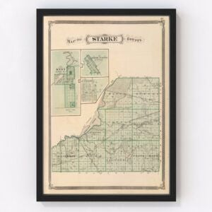 Vintage Map of Starke County Indiana, 1876
