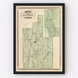Vintage Map of Fulton County Indiana, 1876