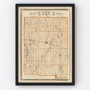 Vintage Map of Jay County Indiana, 1876