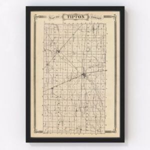 Vintage Map of Tipton County Indiana, 1876