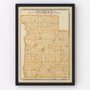 Vintage Map of Parke County Indiana, 1876