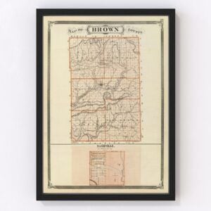 Vintage Map of Brown County Indiana, 1876