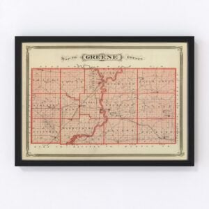 Vintage Map of Greene County Indiana, 1876