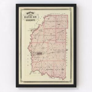 Vintage Map of Daviess County Indiana, 1876