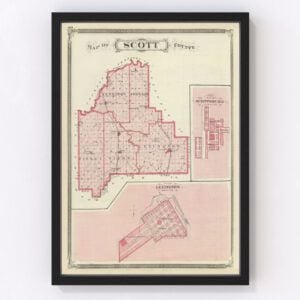 Vintage Map of Scott County Indiana, 1876