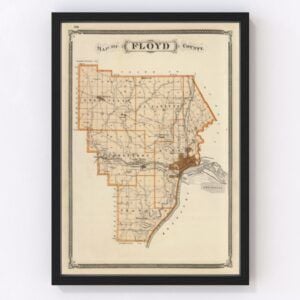 Vintage Map of Floyd County Indiana, 1876