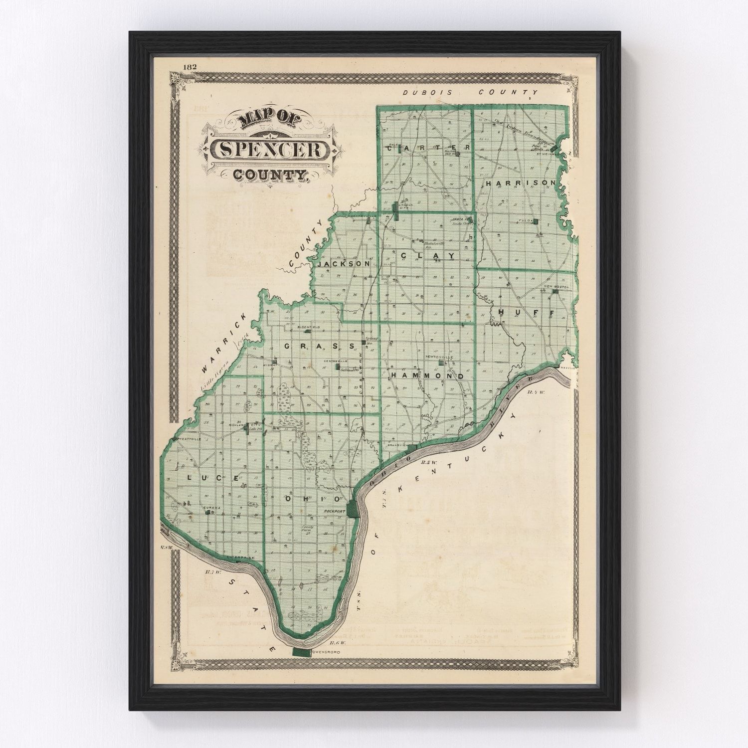 Vintage Map of Spencer County Indiana, 1876 by Ted's Vintage Art