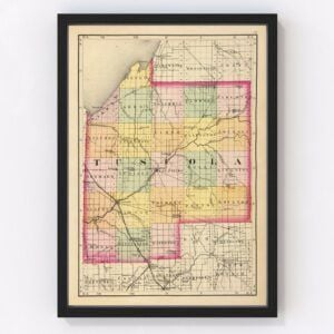 Vintage Map of Tuscola County Michigan, 1873