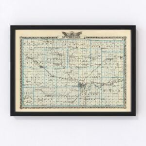 Vintage Map of Stephenson County Illinois, 1876
