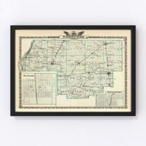 Vintage Map of Woodford County Illinois, 1876
