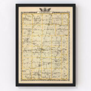 Vintage Map of Champaign County Illinois, 1876