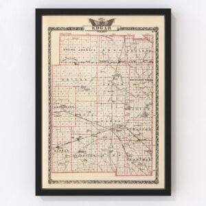 Vintage Map of Edgar County Illinois, 1876