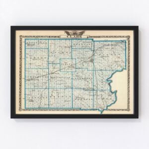 Vintage Map of Clark County Illinois, 1876