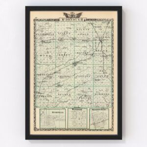 Vintage Map of Mcdonough County Illinois, 1876