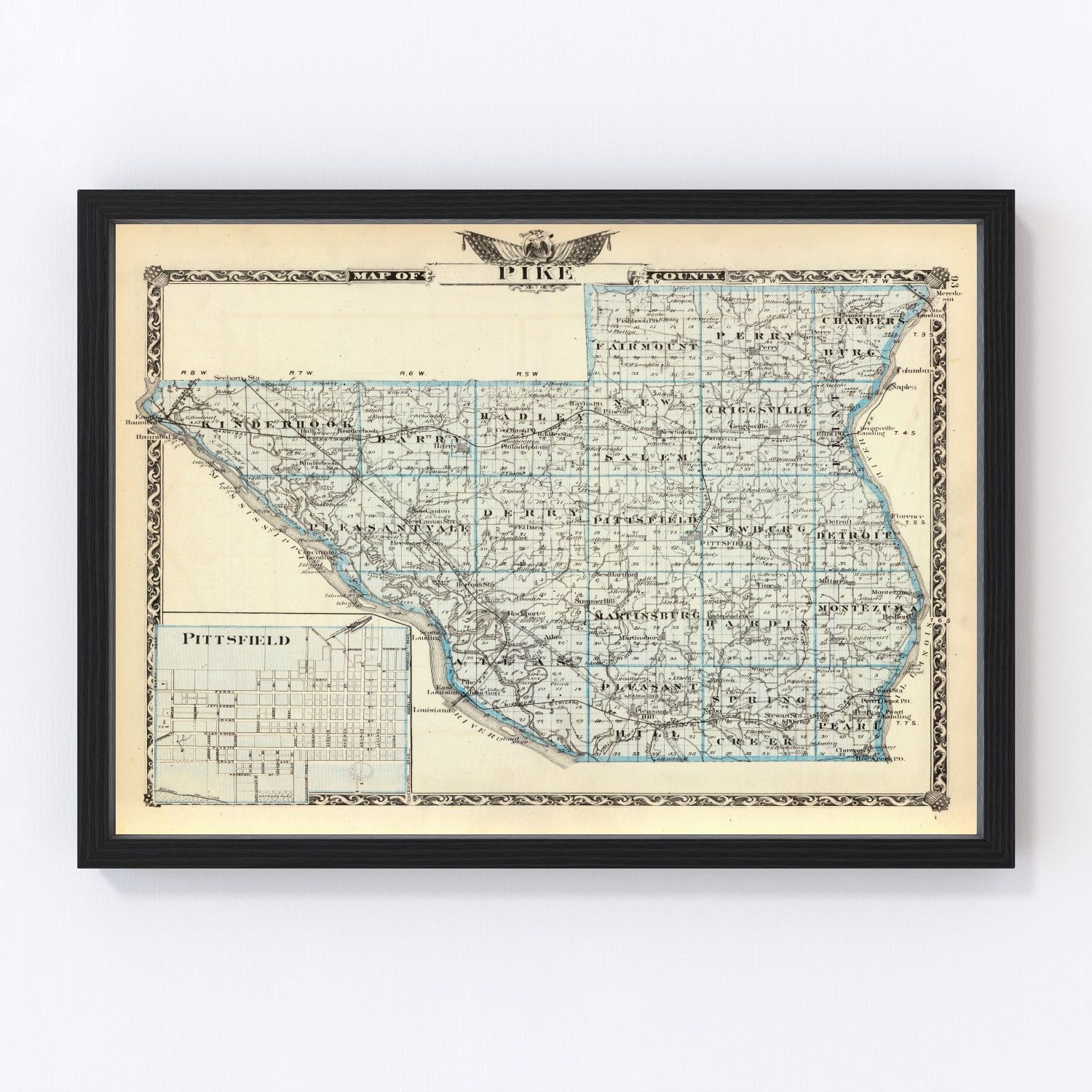 Vintage Map Of Pike County Illinois 1876 By Teds Vintage Art 7594