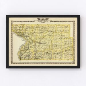 Vintage Map of Madison County Illinois, 1876