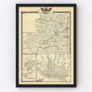 Vintage Map of Bond County Illinois, 1876