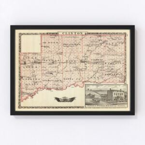 Vintage Map of Clinton County Illinois, 1876