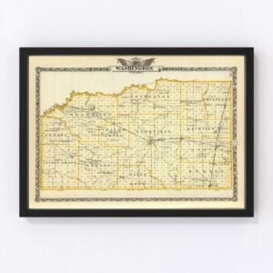 Vintage Map of Washington County Illinois, 1876