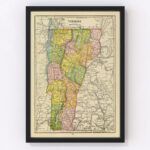 Vintage Map of Vermont, 1909