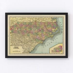 Vintage Map of North Carolina, 1909