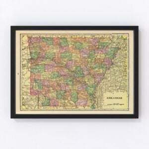 Vintage Map of Arkansas, 1909