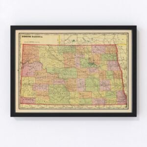 Vintage Map of North Dakota, 1909