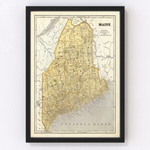 Vintage Map of Maine, 1842