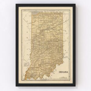 Vintage Map of Indiana, 1842