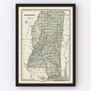 Vintage Map of Mississippi, 1842