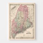 Vintage Map of Maine, 1861