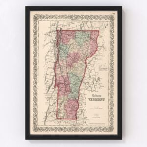 Vintage Map of Vermont, 1861