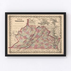 Vintage Map of Virginia, 1861