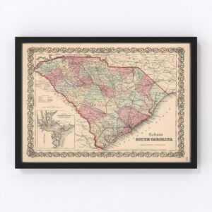 Vintage Map of South Carolina, 1861